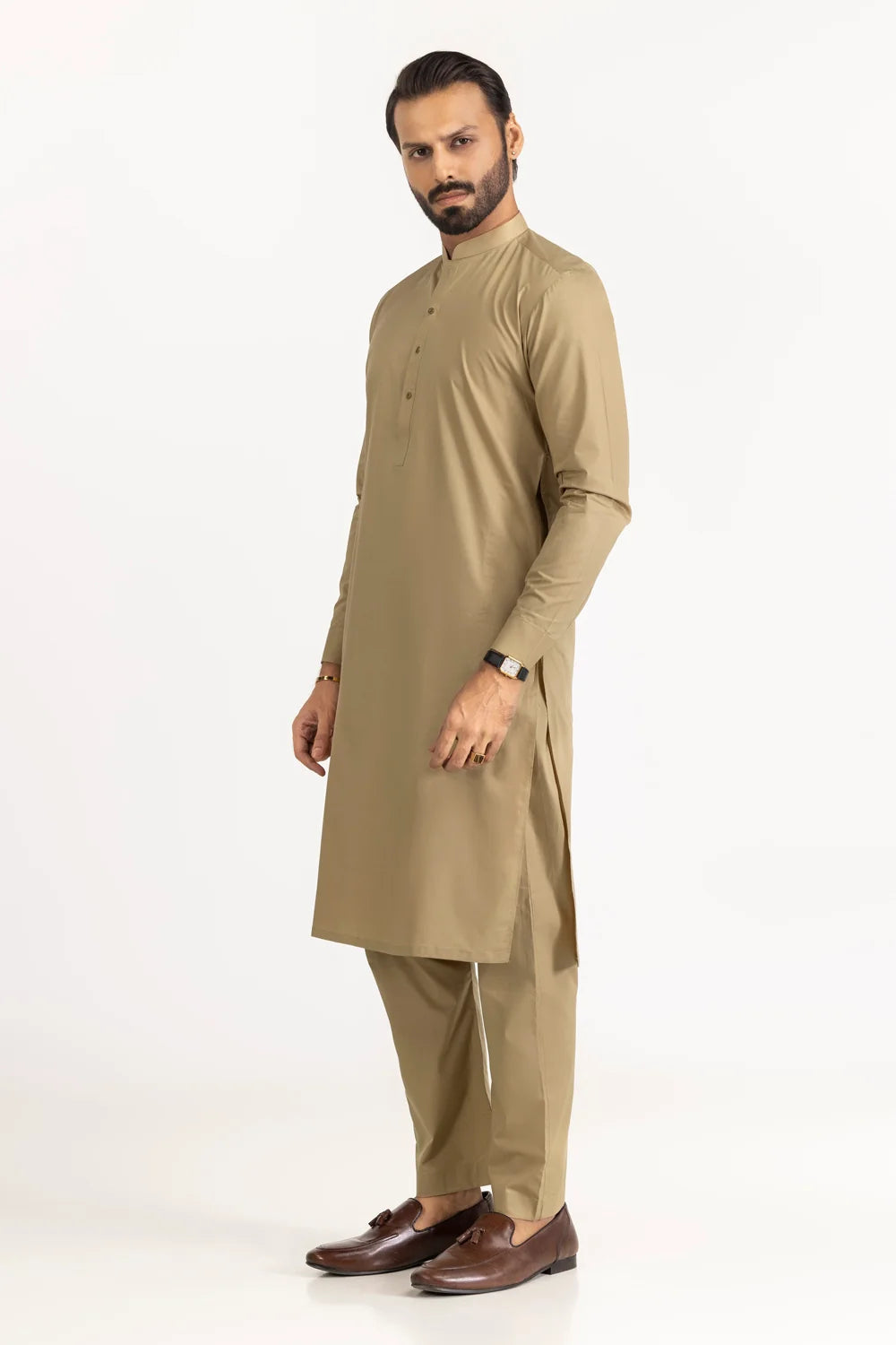GulAhmed Men’s Unstitched Suit | Superior Quality Soft Cotton Men’s Collection /Khaki