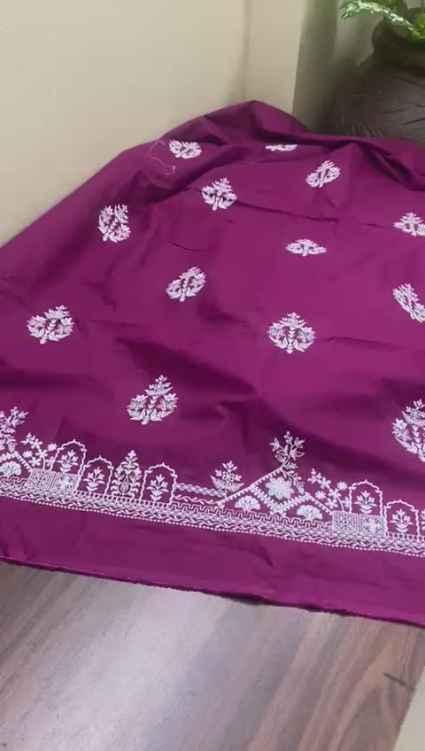 Unstitched 2 piece emroidered shirt & trouser