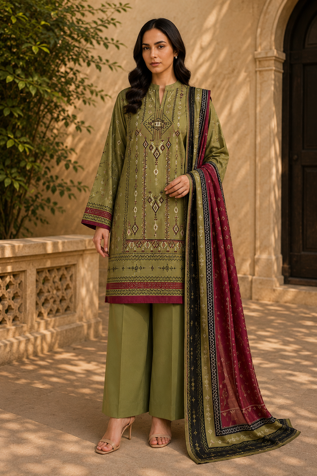Sapphire Intermix 3-Piece Digital Printed Lawn Suit – Unstitched Shirt, Dupatta & Dyed Trouser