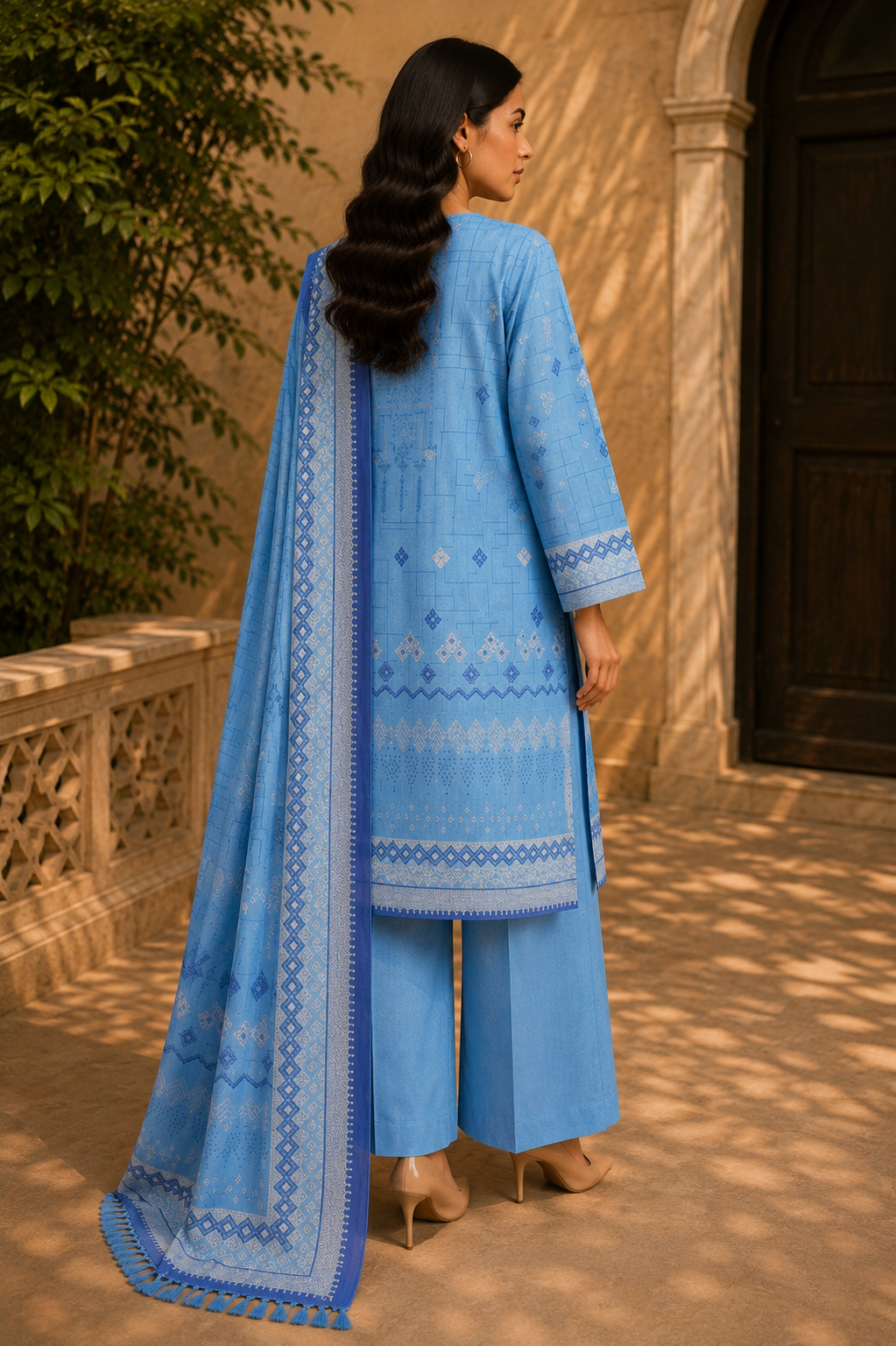 Sapphire Intermix 3-Piece Digital Printed Lawn Suit – Unstitched Shirt, Dupatta & Dyed Trouser