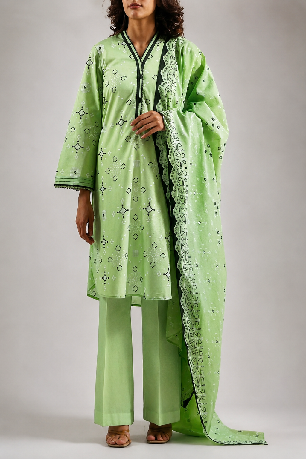 Saya 3 Piece Printed Lawn Suit for Women Unstitched Suit/|Shirt, Dupatta & Dyed Cambric Trouser
