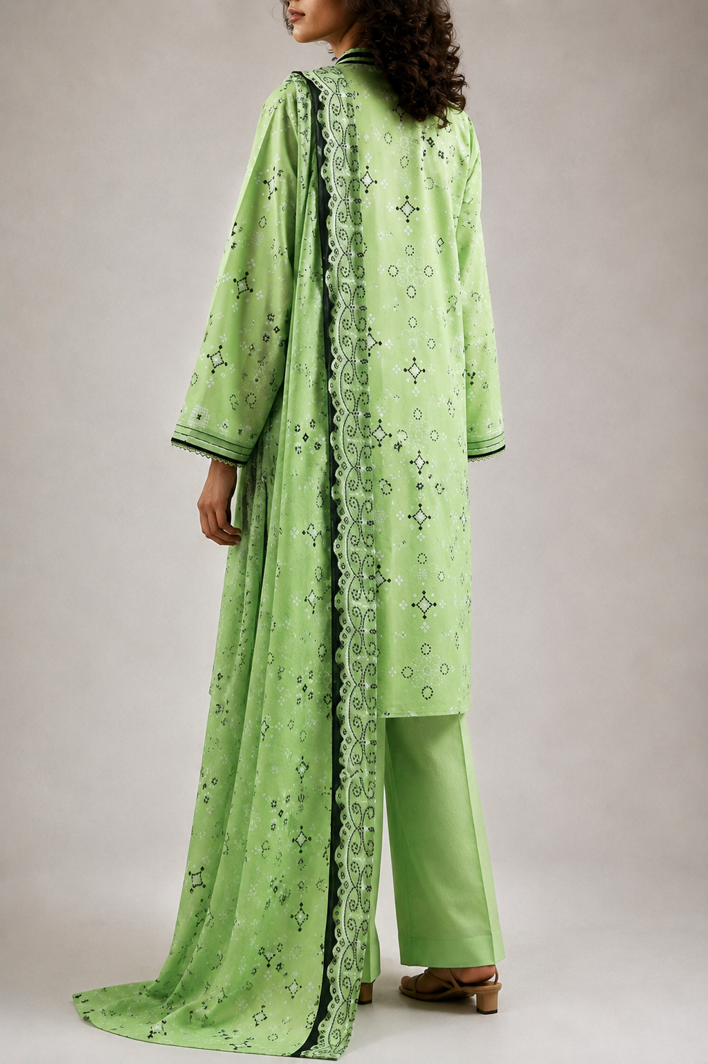 Saya 3 Piece Printed Lawn Suit for Women Unstitched Suit/|Shirt, Dupatta & Dyed Cambric Trouser