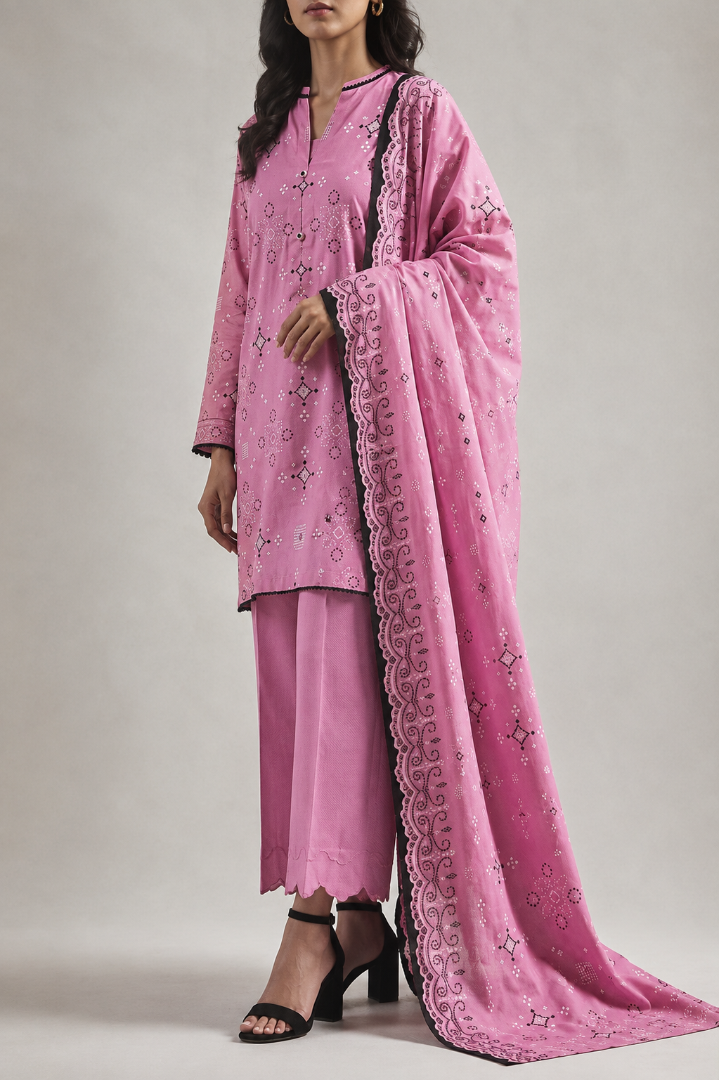 Saya 3 Piece Printed Lawn Suit for Women Unstitched Suit/|Shirt, Dupatta & Dyed Cambric Trouser