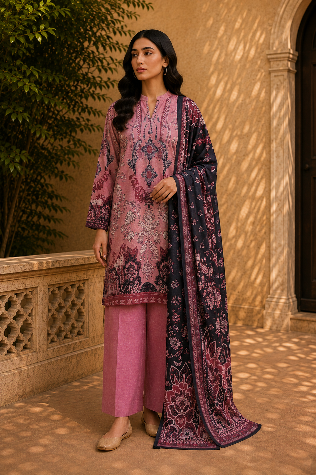 Sapphire Intermix 3-Piece Digital Printed Lawn Suit – Unstitched Shirt, Dupatta & Dyed Trouser