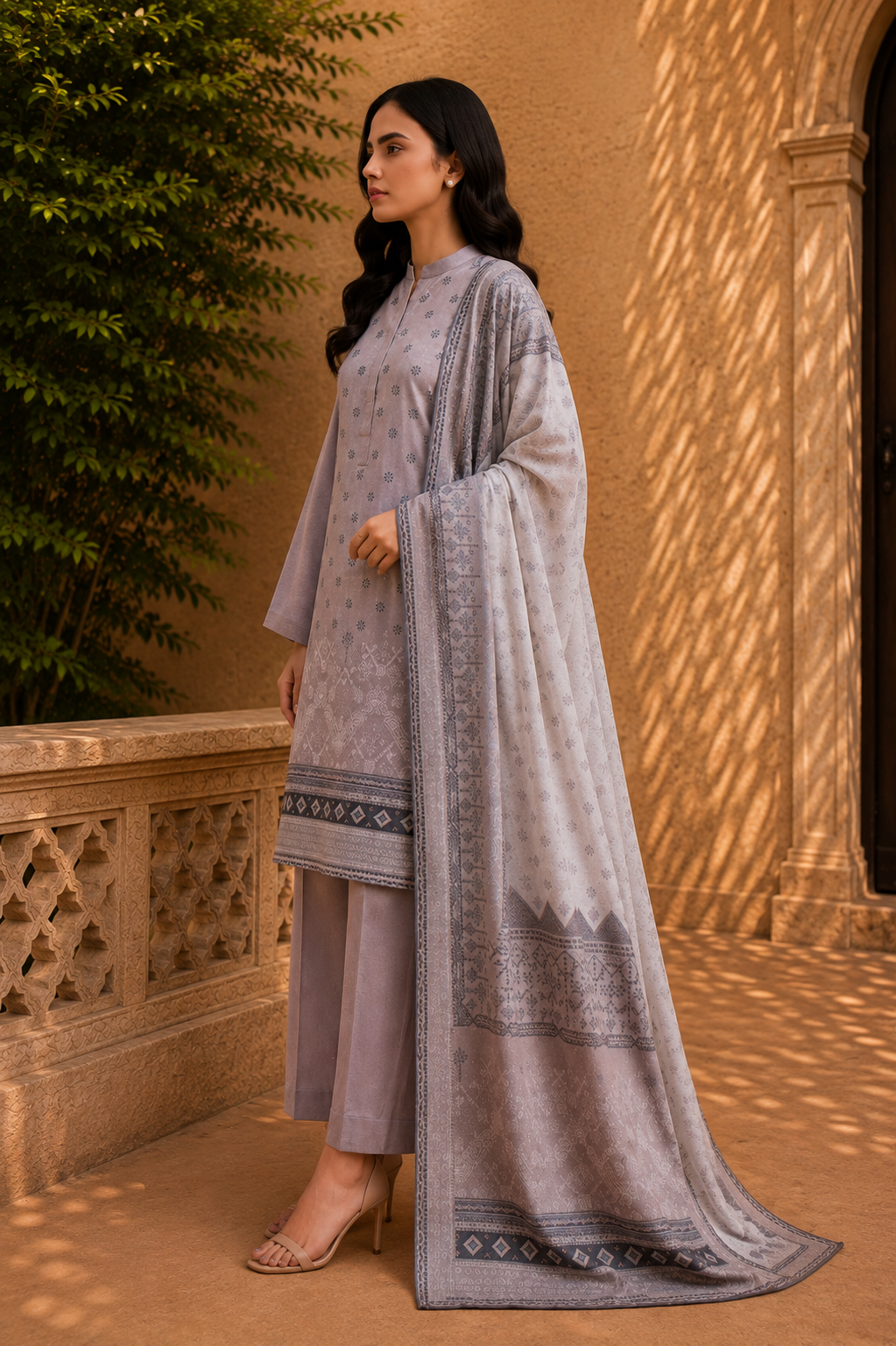 Sapphire Intermix 3-Piece Digital Printed Lawn Suit – Unstitched Shirt, Dupatta & Dyed Trouser