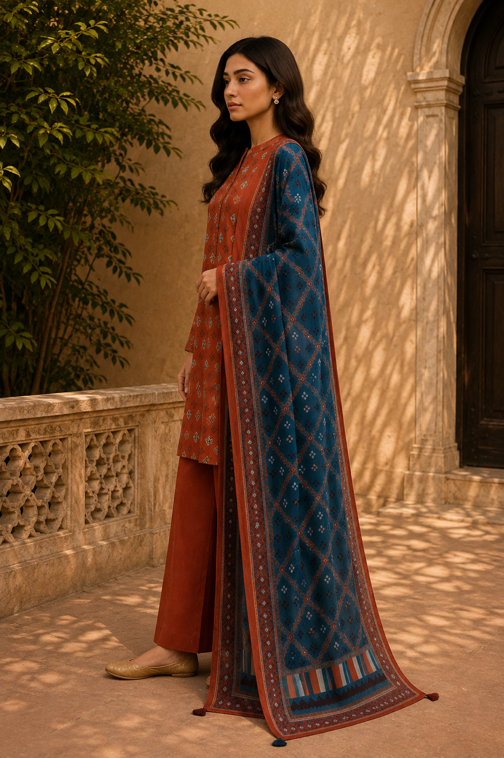 Sapphire Intermix 3-Piece Digital Printed Lawn Suit – Unstitched Shirt, Dupatta & Dyed Trouser