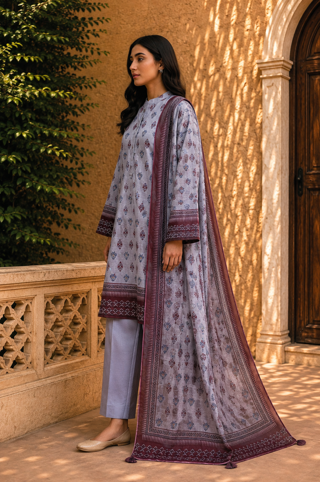 Sapphire Intermix 3-Piece Digital Printed Lawn Suit – Unstitched Shirt, Dupatta & Dyed Trouser