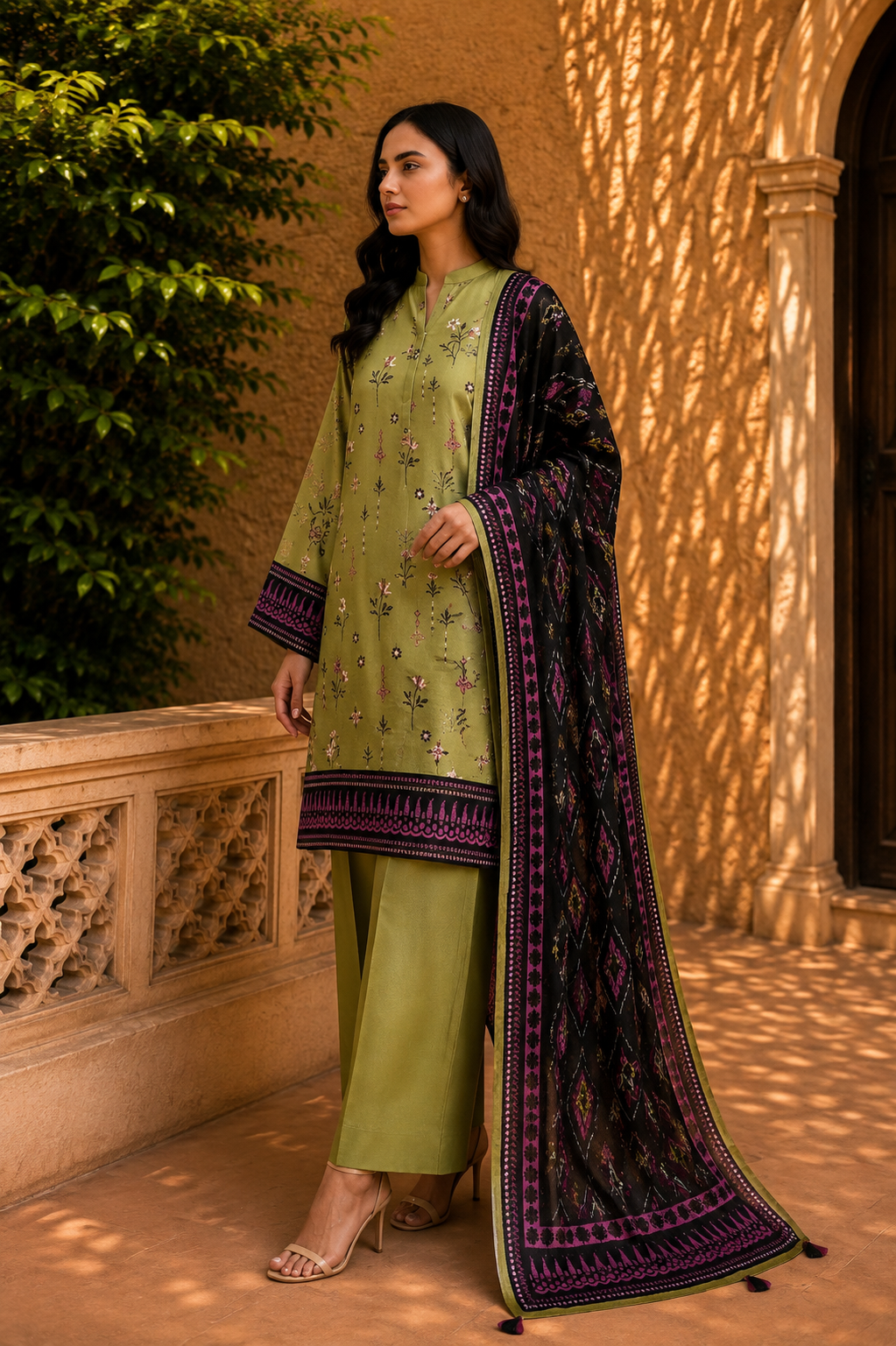Sapphire Intermix 3-Piece Digital Printed Lawn Suit – Unstitched Shirt, Dupatta & Dyed Trouser