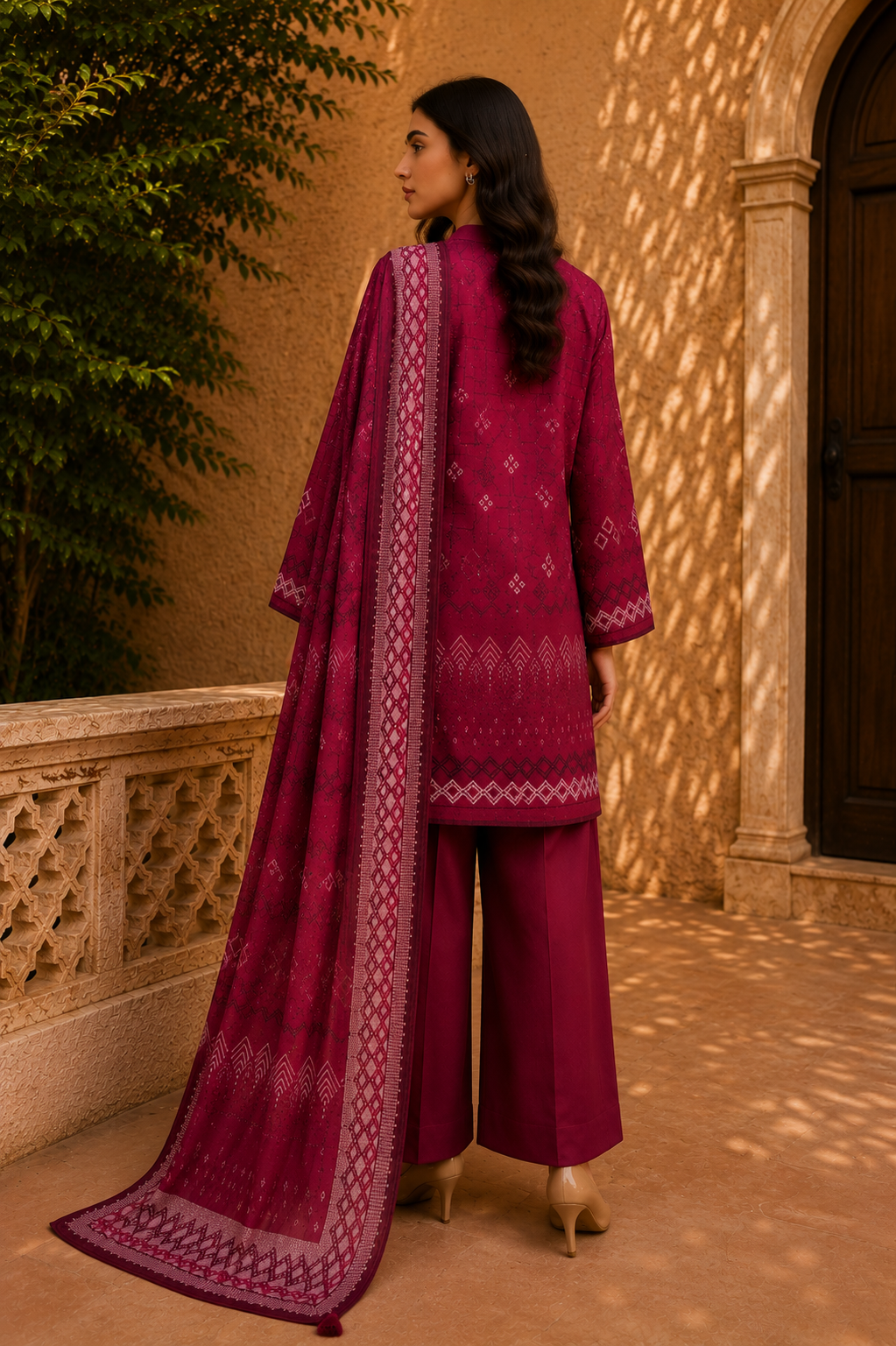 Sapphire Intermix 3-Piece Digital Printed Lawn Suit – Unstitched Shirt, Dupatta & Dyed Trouser
