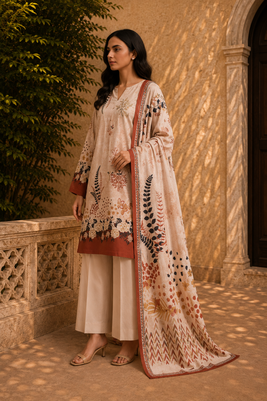 Sapphire Intermix 3-Piece Digital Printed Lawn Suit – Unstitched Shirt, Dupatta & Dyed Trouser