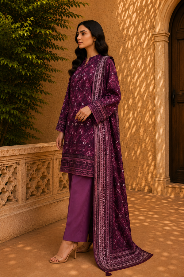 Sapphire Intermix 3-Piece Digital Printed Lawn Suit – Unstitched Shirt, Dupatta & Dyed Trouser