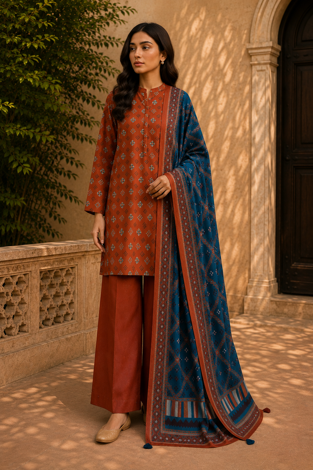 Sapphire Intermix 3-Piece Digital Printed Lawn Suit – Unstitched Shirt, Dupatta & Dyed Trouser