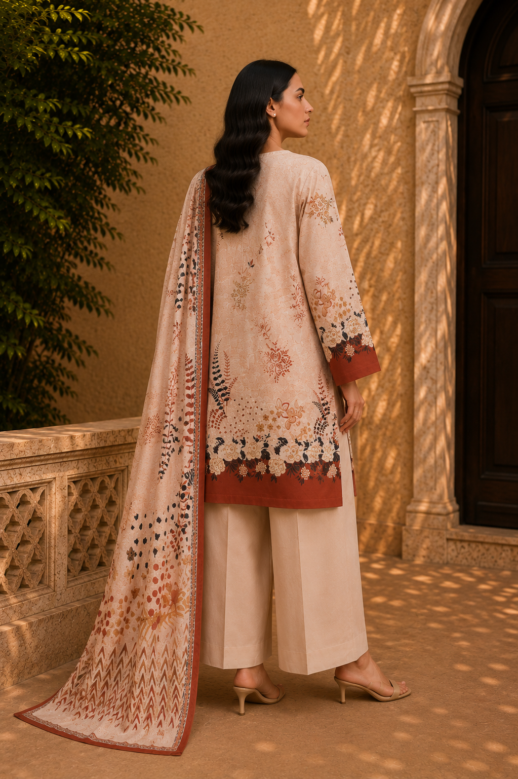 Sapphire Intermix 3-Piece Digital Printed Lawn Suit – Unstitched Shirt, Dupatta & Dyed Trouser