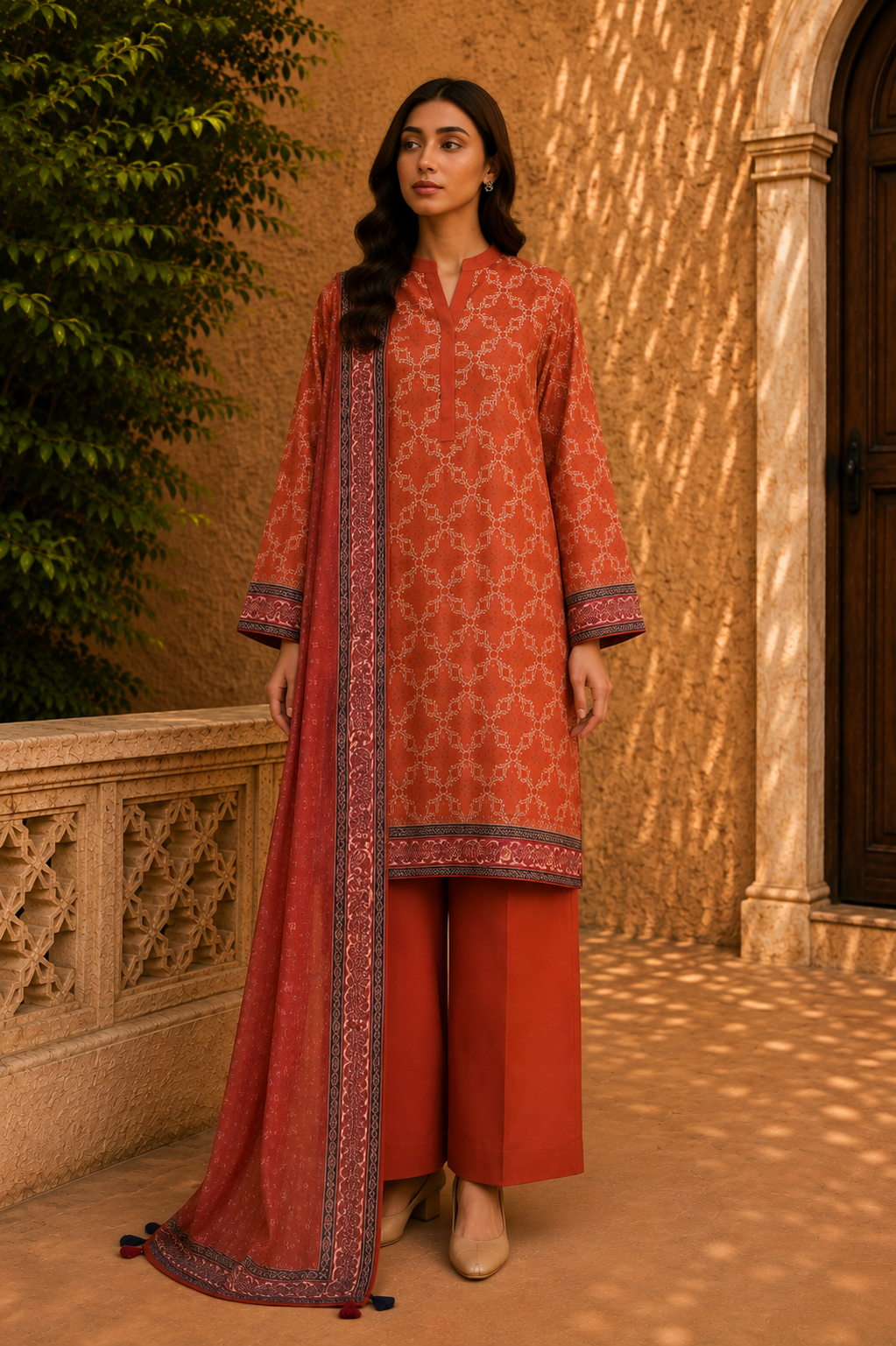 Sapphire Intermix 3-Piece Digital Printed Lawn Suit – Unstitched Shirt, Dupatta & Dyed Trouser