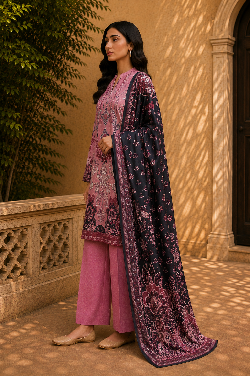 Sapphire Intermix 3-Piece Digital Printed Lawn Suit – Unstitched Shirt, Dupatta & Dyed Trouser