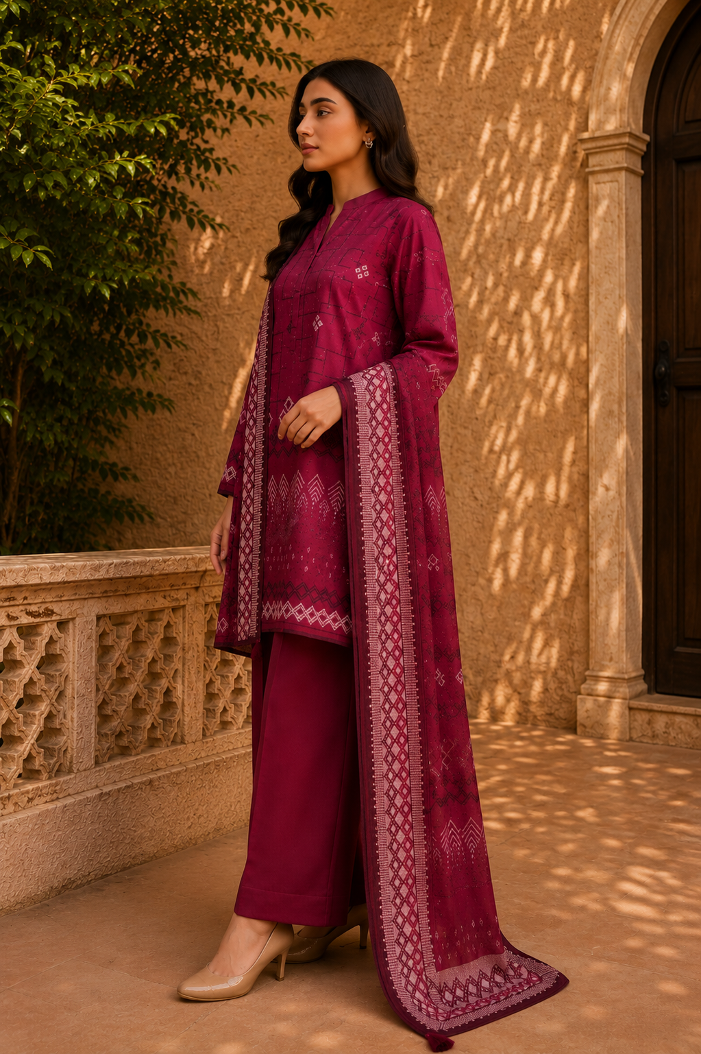 Sapphire Intermix 3-Piece Digital Printed Lawn Suit – Unstitched Shirt, Dupatta & Dyed Trouser